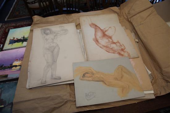 William Shackleton (1872-1933) Nude studies, Largest 22 x 15.5in. unframed.